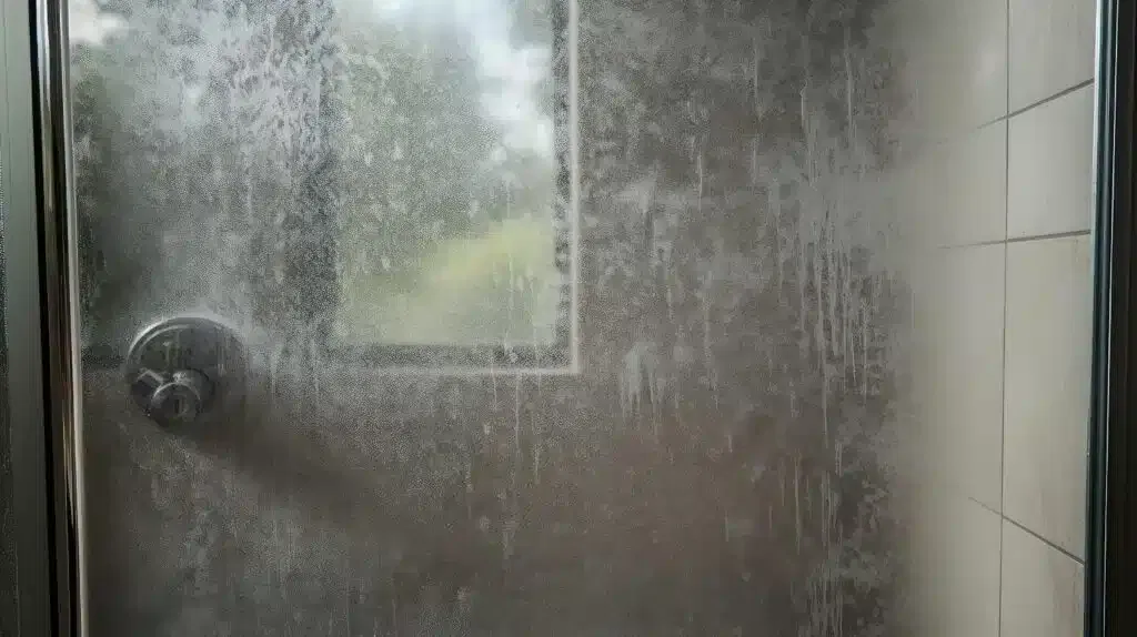 A shower with water cascading down its side creating a refreshing and clean atmosphere
